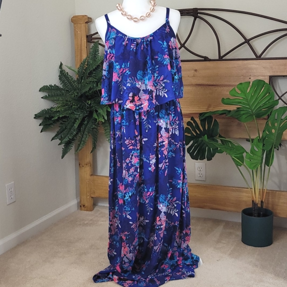 2x Blue floral Maxi Dress